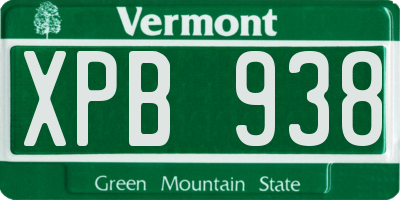 VT license plate XPB938