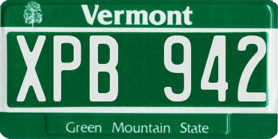 VT license plate XPB942