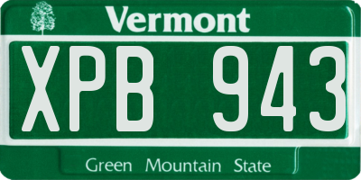VT license plate XPB943