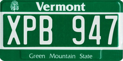 VT license plate XPB947