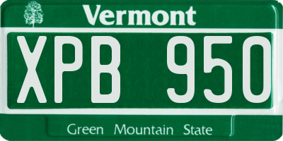 VT license plate XPB950