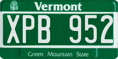 VT license plate XPB952