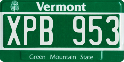 VT license plate XPB953