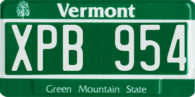 VT license plate XPB954