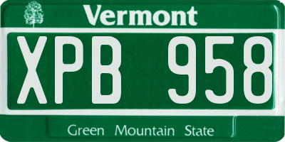 VT license plate XPB958