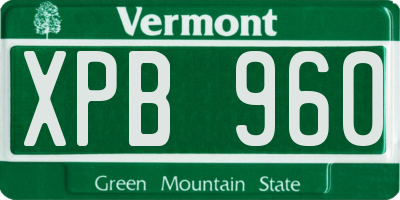VT license plate XPB960