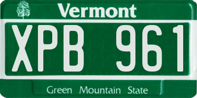 VT license plate XPB961
