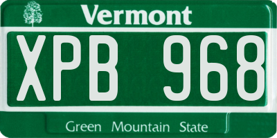 VT license plate XPB968
