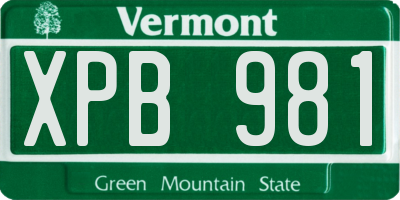 VT license plate XPB981