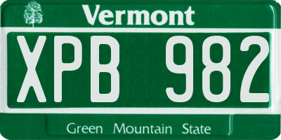 VT license plate XPB982