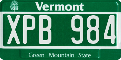 VT license plate XPB984