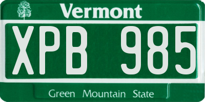 VT license plate XPB985