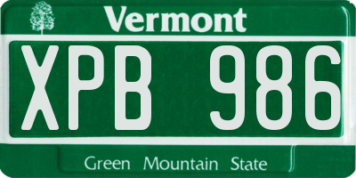 VT license plate XPB986