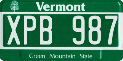 VT license plate XPB987