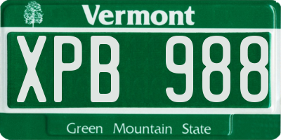 VT license plate XPB988