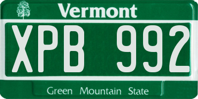 VT license plate XPB992