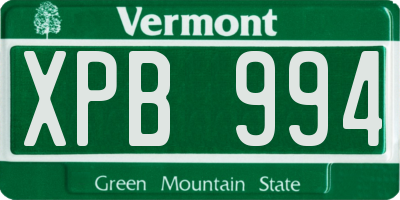VT license plate XPB994