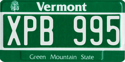 VT license plate XPB995