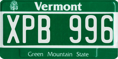 VT license plate XPB996