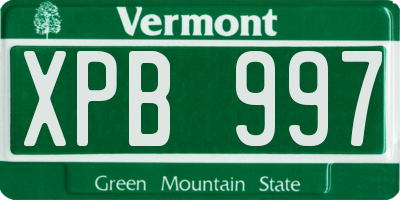 VT license plate XPB997