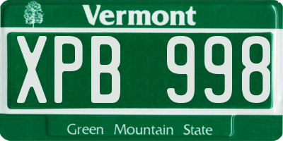 VT license plate XPB998