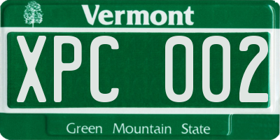 VT license plate XPC002