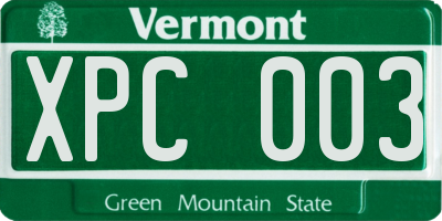 VT license plate XPC003