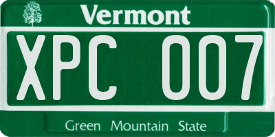VT license plate XPC007