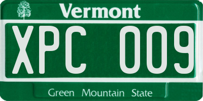 VT license plate XPC009