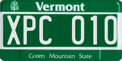 VT license plate XPC010