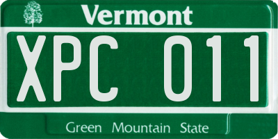 VT license plate XPC011