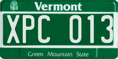 VT license plate XPC013