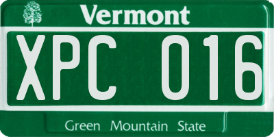 VT license plate XPC016