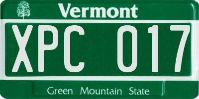 VT license plate XPC017