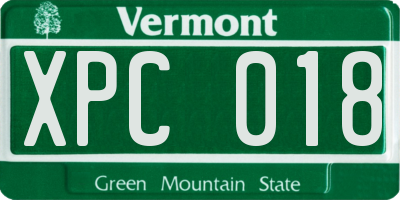 VT license plate XPC018