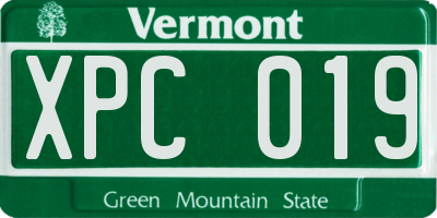 VT license plate XPC019