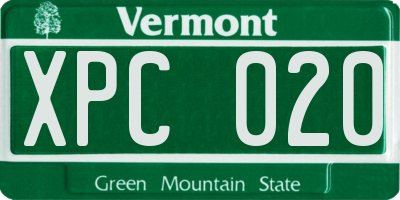 VT license plate XPC020