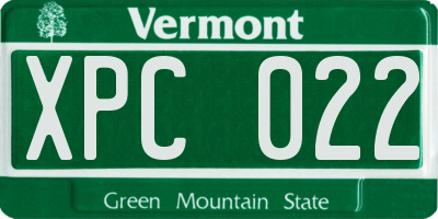 VT license plate XPC022