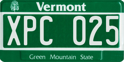 VT license plate XPC025