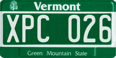 VT license plate XPC026
