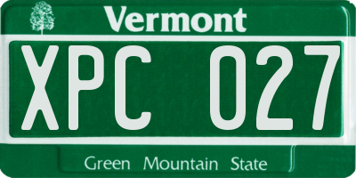 VT license plate XPC027