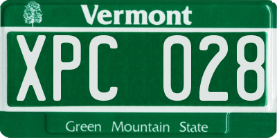 VT license plate XPC028