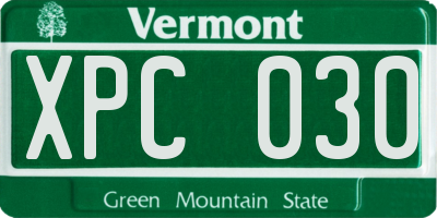 VT license plate XPC030