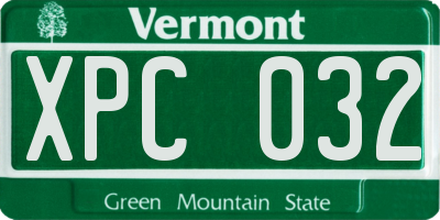VT license plate XPC032