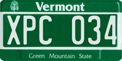 VT license plate XPC034