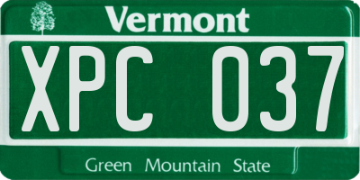 VT license plate XPC037