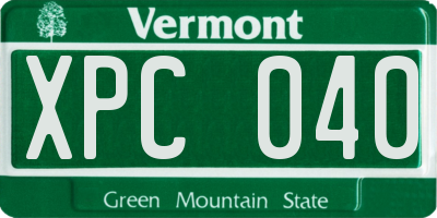 VT license plate XPC040