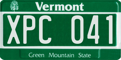 VT license plate XPC041