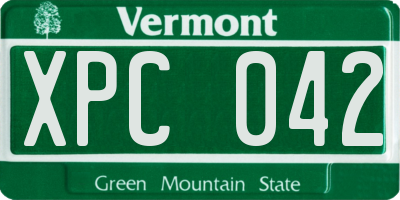 VT license plate XPC042