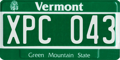 VT license plate XPC043